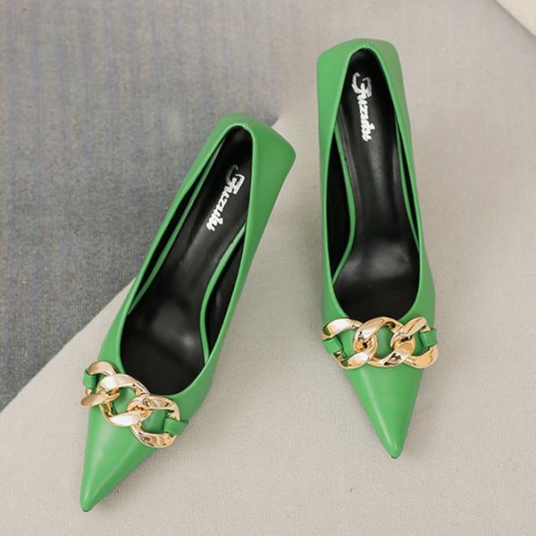 

dress shoes 2021 brand women white green heels pumps scarpins luxury office ladies designer prom stiletto 8cm high party, Black