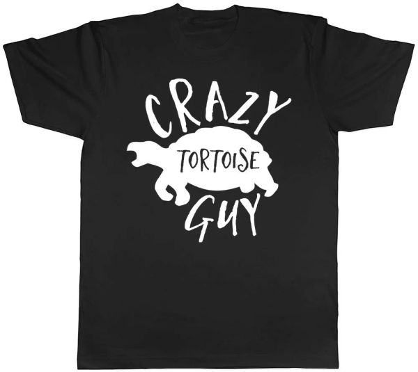 

crazy tortoise guy mens tee t-shirt, White;black