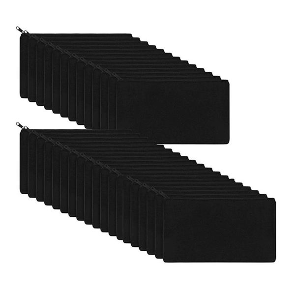 

other home decor 32pcs canvas zipper pouch bags makeup pencil case blank diy craft for travel school, black