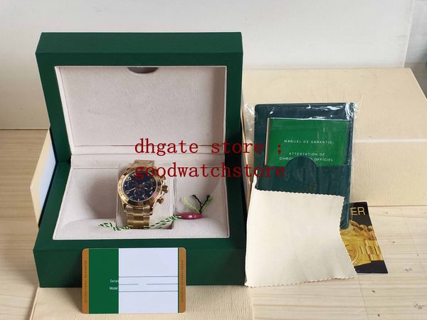 

box mens bp factory wristwatches 18k yellow gold 40mm cosmograph eta 7750 automatic movement chronograph blue dial with arabic numerals watc, Slivery;brown