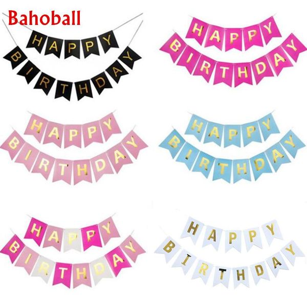 

party decoration paper bunting garland banners flags happy birthday banner boy girl baby shower wedding supplies decor