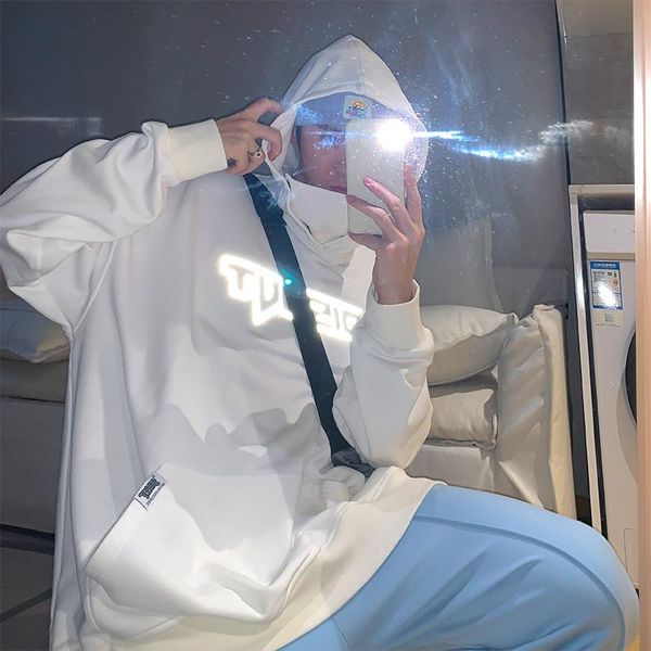 

men's hoodies & sweatshirts autumn fashion printed 2021 spring male simple casual hooded black/white sweatshirt