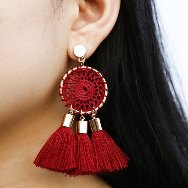 

fashion statement tassel earrings for women vintage ethnic drop dangle boho diamond earrings party eardrop accessories women, Silver