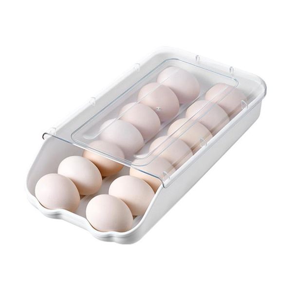 

storage bottles & jars auto scrolling with lid container egg box stackable for refrigerator holder space saving tray cupboard durable portab