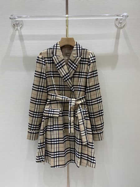 

new british premium plaid patchwork pleated dress, Black;brown