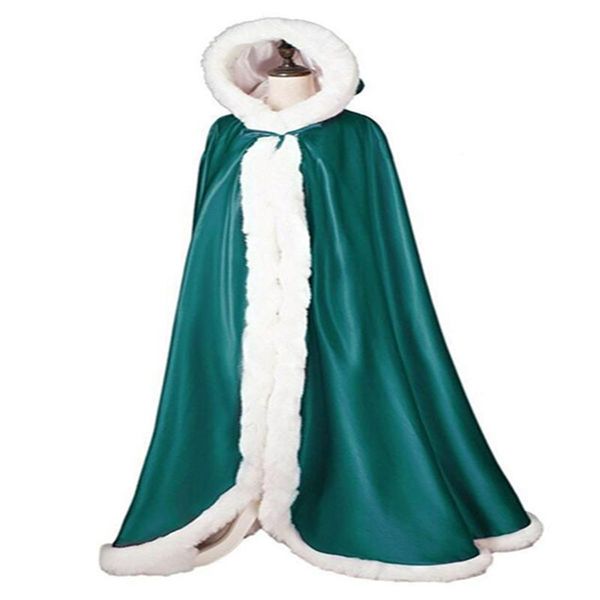 

wraps & jackets vintage winter bridal shawl wedding cloak cape hooded with fur trim long jacket evening party, White
