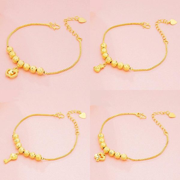 

anklets 24k gold color pendant anklet bracelet on the leg 2021 fashion summer beach foot for women link chain jewelry, Red;blue