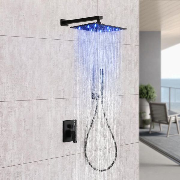 

bathroom shower sets skowll 12 inch matte black faucet led rainfall set 2-way bath mixer hg-8231