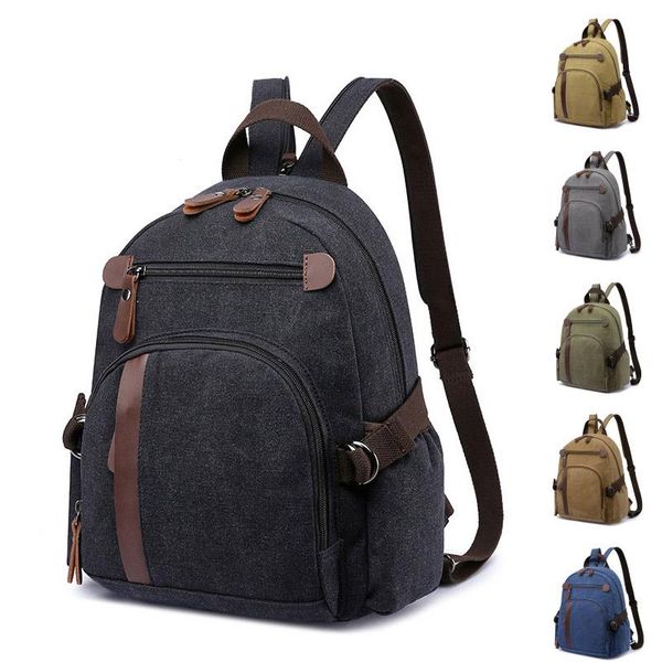 

breathable washable canvas backpack fashion women casual street european and american style travel small shoulder bag