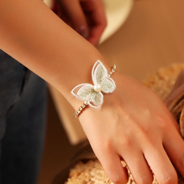 

korean elegant butterfly charming crystals chains bracelets bangles for women bridesmaids party wedding wristband jewelry, Golden;silver