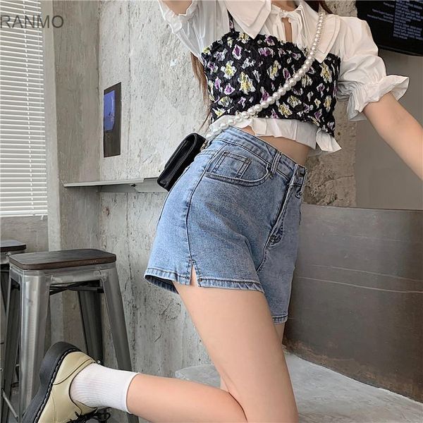 

women's jeans student's side split design: in the minority, Blue