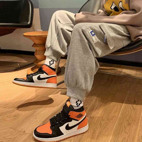 

men's pants japanese streetwear spring loose ankle-tied sweatpants fashion cargo casual cropped hip hop trousers 9qjp, Black