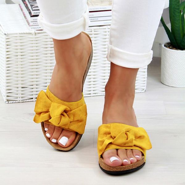 

shoes women sandals beach bow slip on gladiator summer footwear flat female plus size 35-43, Black