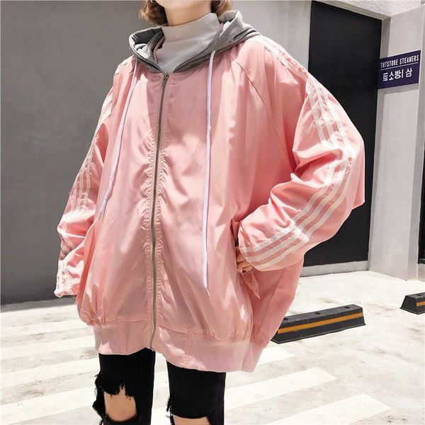 

spring and autumn korean version of the wave loose wild style retro chic wind long-sleeved baseball students hooded women's jackets, Black;brown