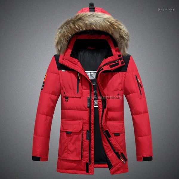 

men's down & parkas -30 degree winter jacket men man white duck coat windbreaker thick warm overcoat fashion hooded, Black