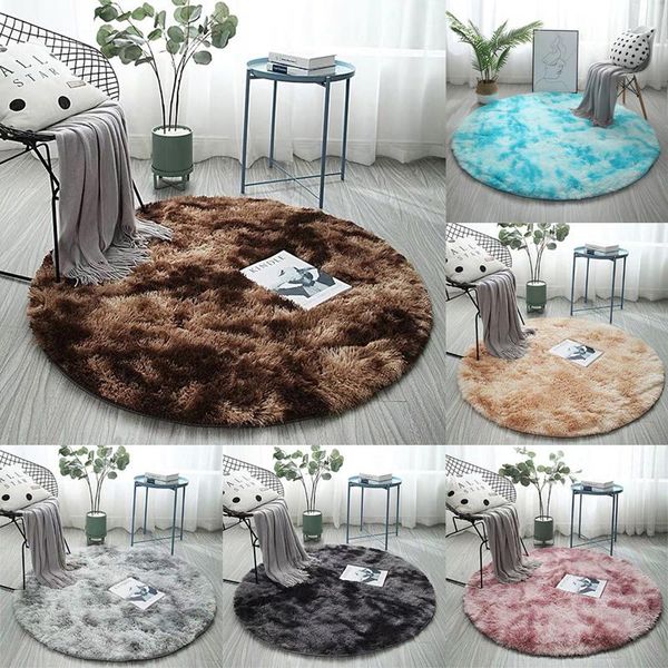 

carpets tie dye living room area rugs round soft shag carpet plush gradient color floor mats anti-slip