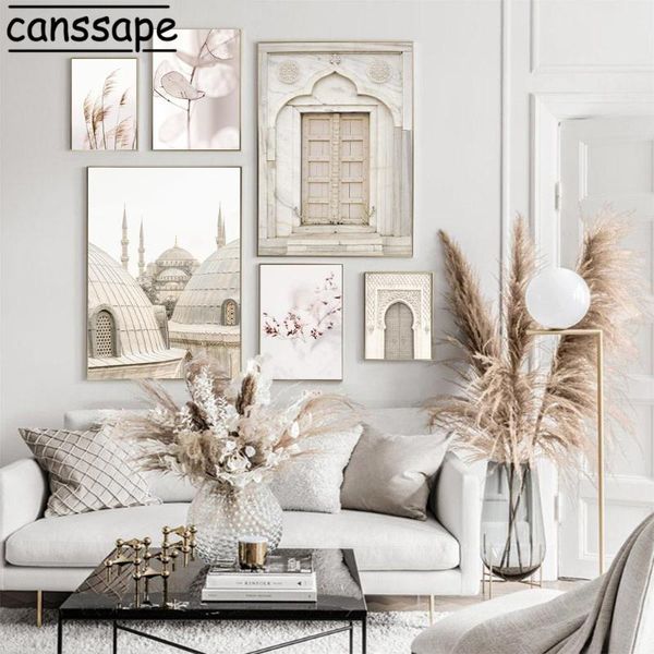 

paintings islam scenery wall art posters muslim building print morocco door prints mosque painting reed flower pictures living room decor