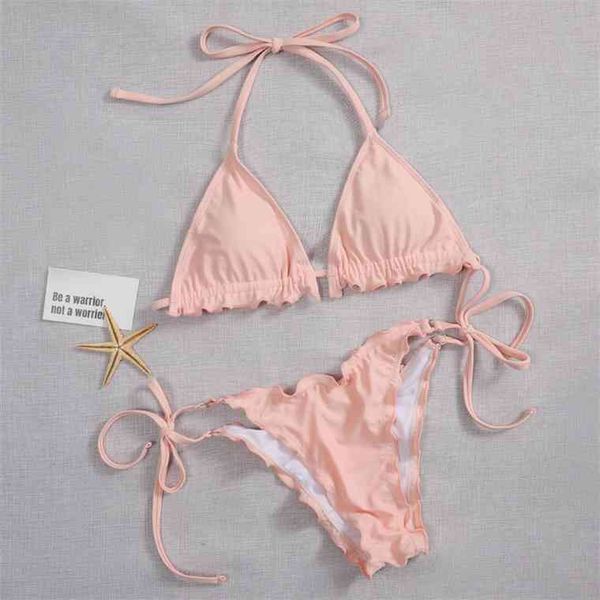 

solid ruches bikini micro bikinis women bathing design swimsuit string halter ties swimwear swimming suit for womenb