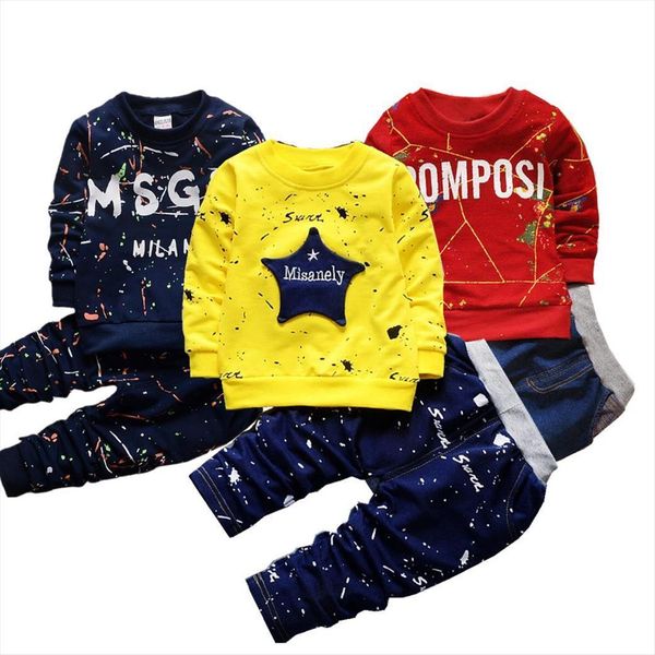 

star spring baby girl boy clothing infant clothes suits casual sport cotton t shirt pants 2pcs sets kid child toddler, White