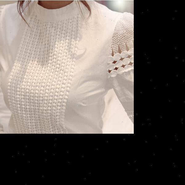 

women shirt summer blouses slim bottoming long sleeved white lace hook flower hollow casual shirts plus size 5xl