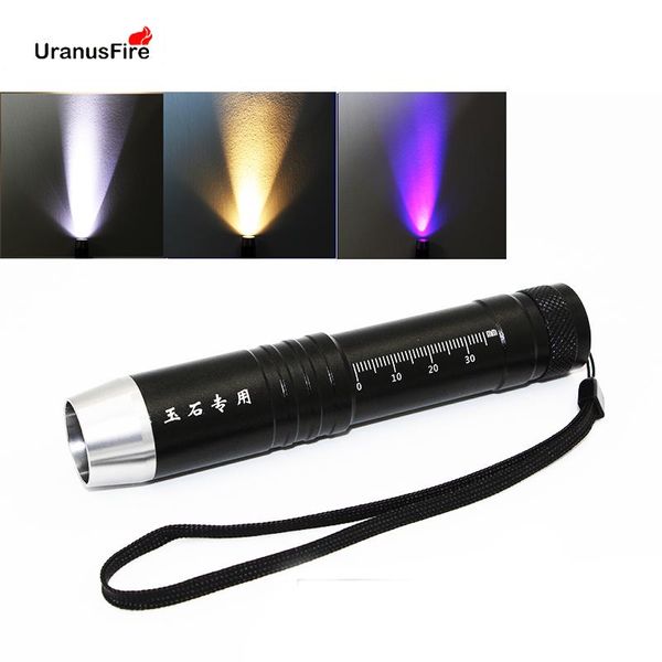 

portable white/yellow led uv light 395nm blacklight pen torch for gem amber jade money identification flashlights torches