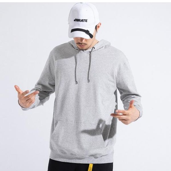 

plus size 4xl men fashion cotton plain black white gray solid color pullover hoodies men's & sweatshirts