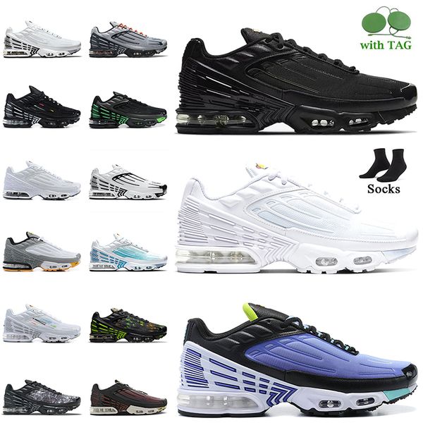 

women men tn 3 running shoes leather mesh triple black multi white neon tiger ghost green aqua laser blue hyper blue rainbow sneakers mens t