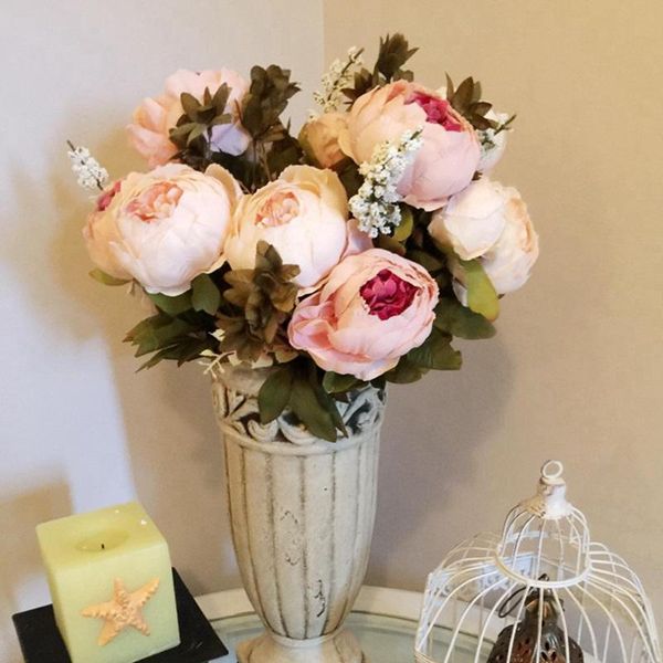 

decorative flowers & wreaths 1bunch european artificial peony silk fake wedding party home decoration flower bouquet wreath diy scrapbooking