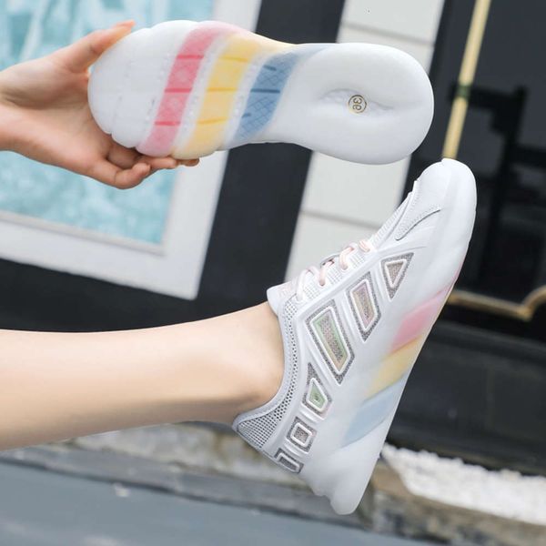 

Casual shoes Fashion fashion rainbow father shoes Wenzhou women's 2021 summer new hollow out breathable flying woven casual HDO8, Lime