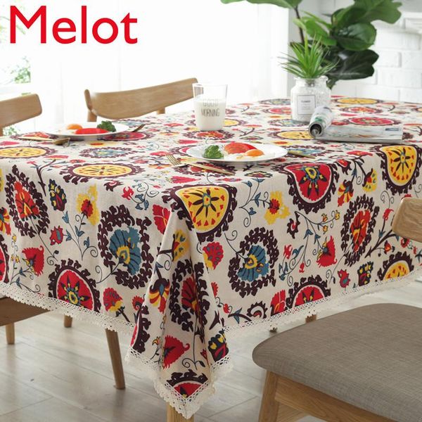 

table cloth bohemian ethnic style lace tablecloth pure cotton printed el decorative sunflower