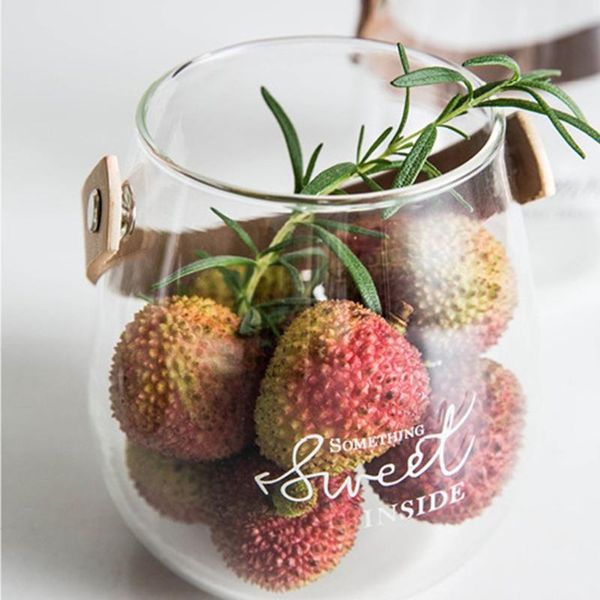 

vases clear glass vase with leather handle tableflower container plant flowerpot