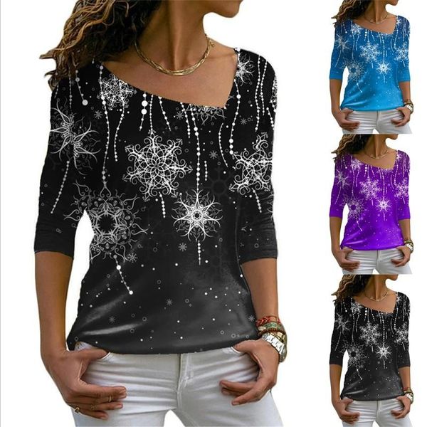 

women's t-shirt women's fashion printed casual loose v-neck long sleeve pullover ladies clothing mangas compridas femininas, White