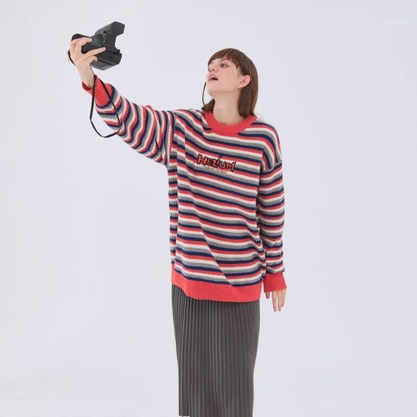 

long sleeve kawaii stripe couple clothes knitted casual sweater harajuku women clothing pull homme 2021 pullover sweter women's, White;black