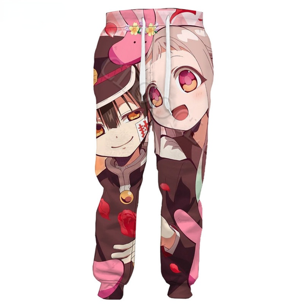 

cloocl toilet-bound hanako-kun 3d printed pants women elastic casual trousers ladies gym sports clothes teens girls harajuku capris, Black;white