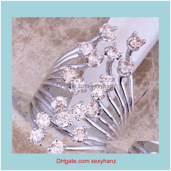 

jewelryalluring champagne morganite sier plated ring size 5 / 6 7 8 9 10 11 s0453 cluster rings drop delivery 2021 0rbnm, Golden;silver