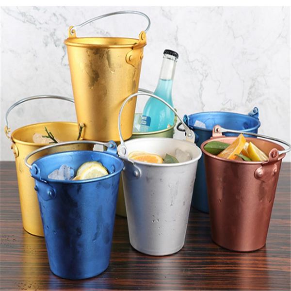 

stainless steel bar ice bucket two handles champagne wine spit whiskey barrel container ktv club supplies buckets and coolers