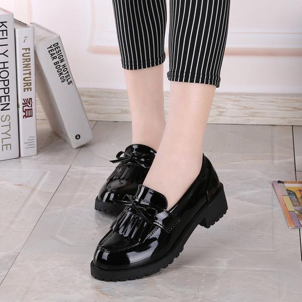 

dress shoes leisure slip-on basic pumps for women round toe square heel ladies med spring autumn female single, Black