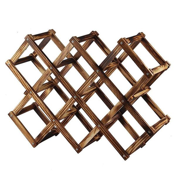 

tablewine racks creative folding 10 bottle wooden rack, carbonized color