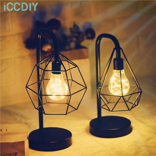 

table lamps nordic ins simple copper wire lamp bedroom girl gift home living room bedside iron decoration led battery