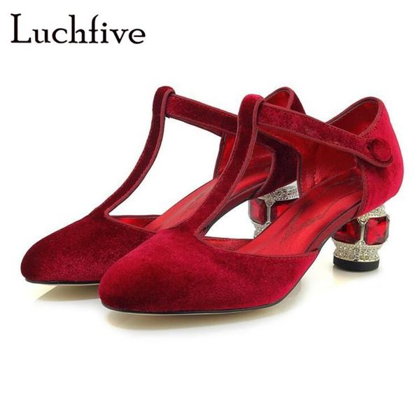 

jeweled glass heels t-tied women sandals cover pointed toe cut outs red shoes woman fashion crystals velvet feminina, Black