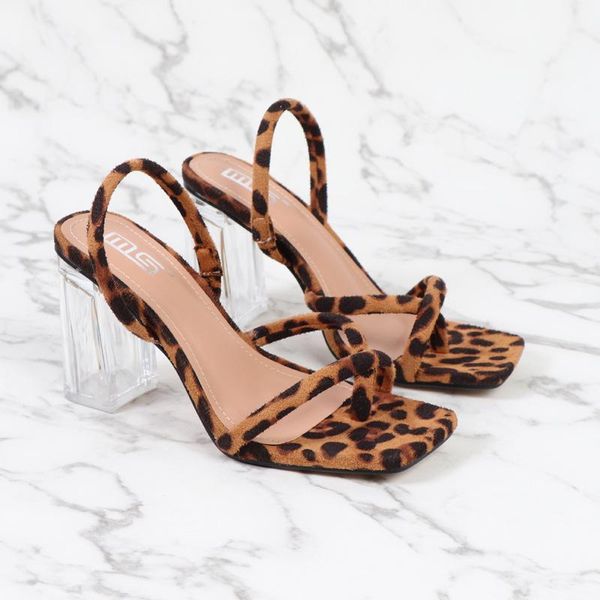 

sandal summer women band leopard shoes for heels transparent luxury sandals slip-on high 2021, Black