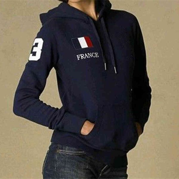 

women's down & parkas autumn winter women big horse rugby sportswear lady fashion spirit hooded sweatshirts regular fit casual str, Black
