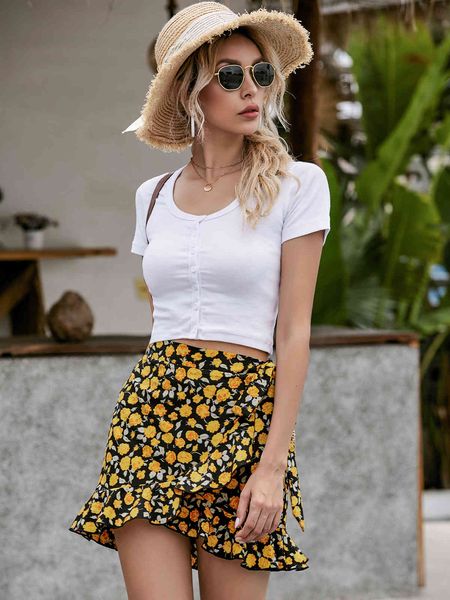 

plus size dresses hy333002# summer slim skirt fashion lace up print chiffon