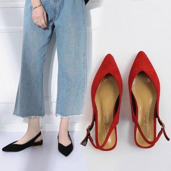 

dress shoes factory direct low heels sandals women ankle strap summer female plus size 43 block casual, Black