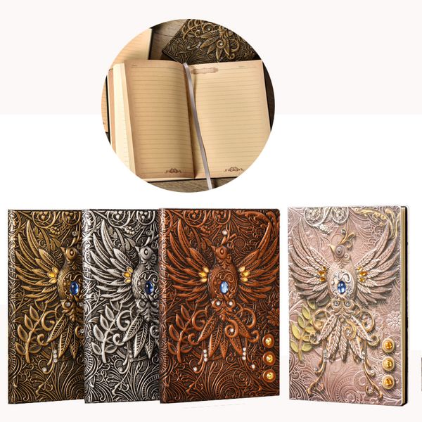 Taccuino vintage in rilievo Retro Phoenix Leather Diary Notepad Hardcover Travel Sketchbook Decorazione desktop XBJK2104