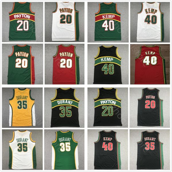 

vintage kevin 35 durant allen 34 allen basketball jersey men kids green gary 20 payton shawn 40 kemp detlef 11 schrempf red edition, Black;red