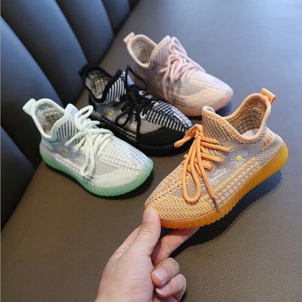 

spring children shoes boys girls coconut breathable knitting lace-up sport soft bottom kids sneakers athletic & outdoor, Black