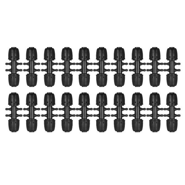 

kkmoon 20 pieces barbed tee drip irrigation tubing connectors hose joint 5/8 inch to 1/4 6 way fittings adapter watering equipments