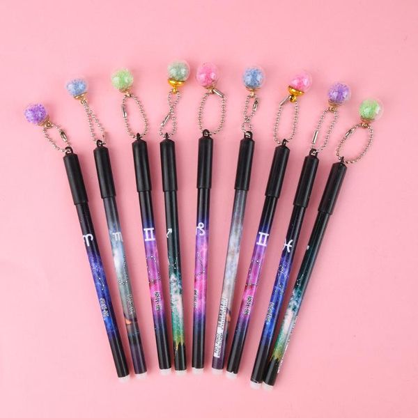 

gel pens 36 pcs/lot erasable constellation pendant pen cute 0.5mm black ink signature promotional gift stationery school supply