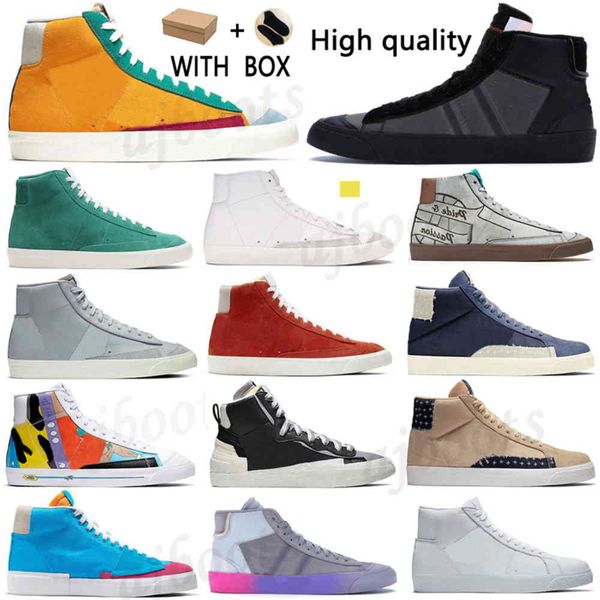 

2021 mens mid 77 blazer 2.0 shoes spooky have a good game grim reepers all hallows eve white serena williams rainbow women casual yemianbu, Black